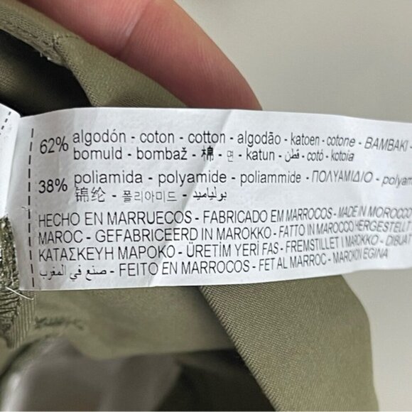 Zara Pants Womens size large Olive Green Paperbag Waist Belted Tapered Cargo NWT - Picture 9 of 14